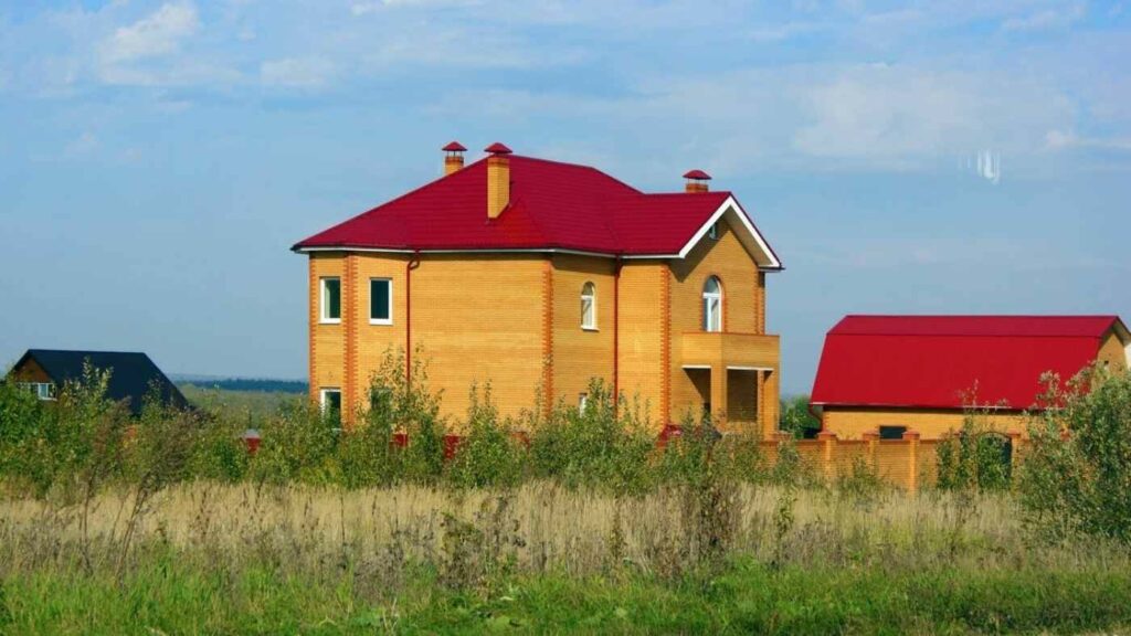 Red Metal Roof House Color Combinations Steel Stud