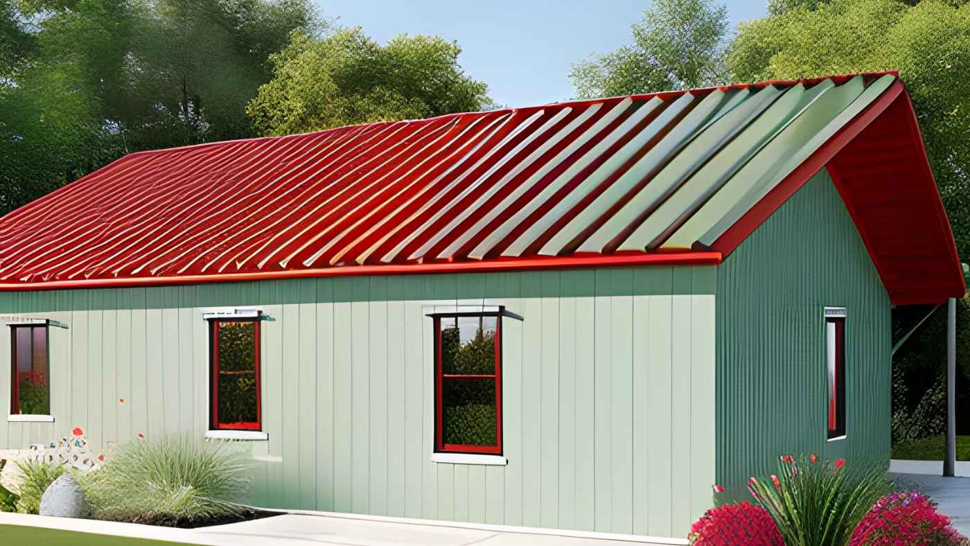 Red Metal Roof House Color Combinations Steel Stud